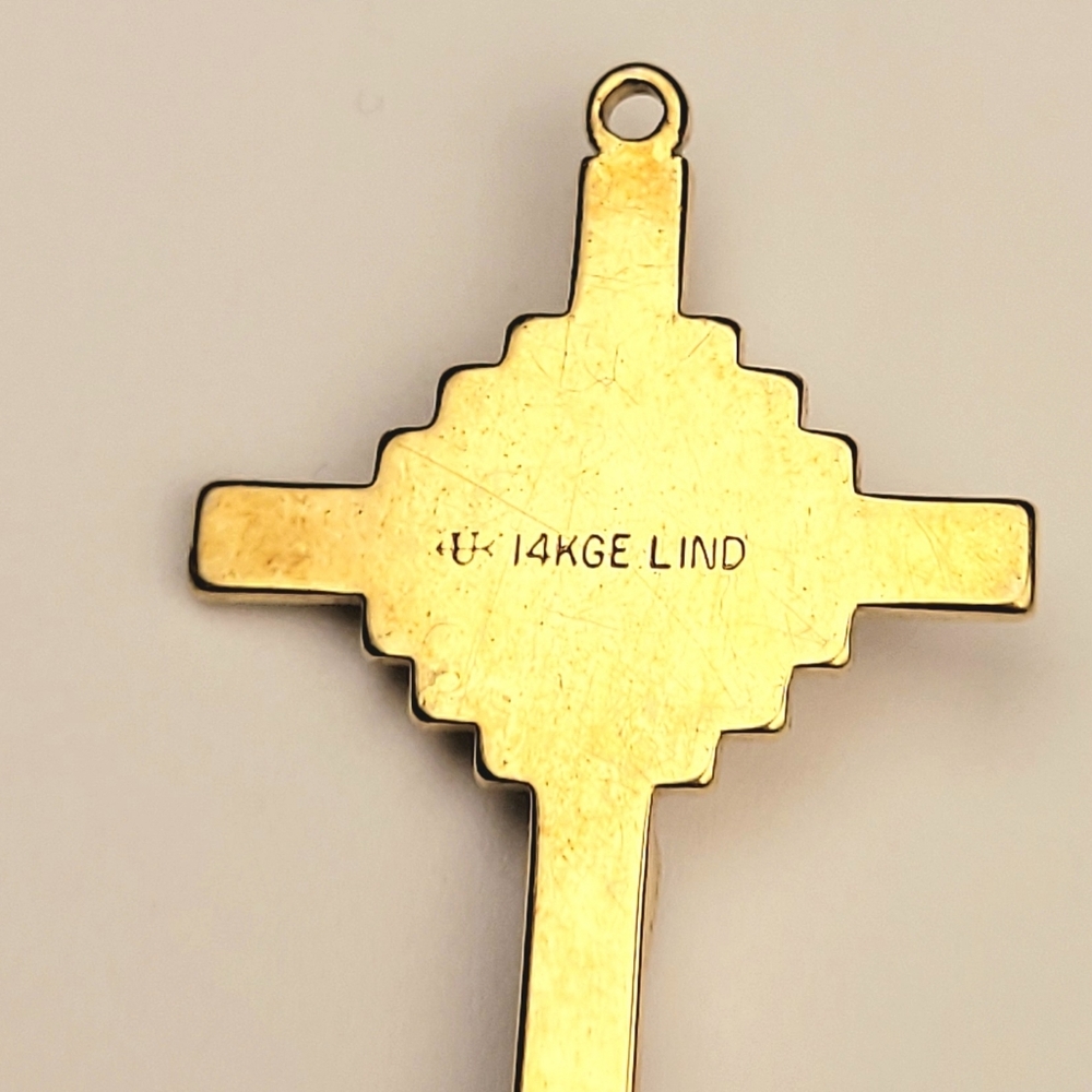 Vintage Uncas 14K GE Lind Crucifix Cross Pendant - 5/16th inch - Picture 5 of 8
